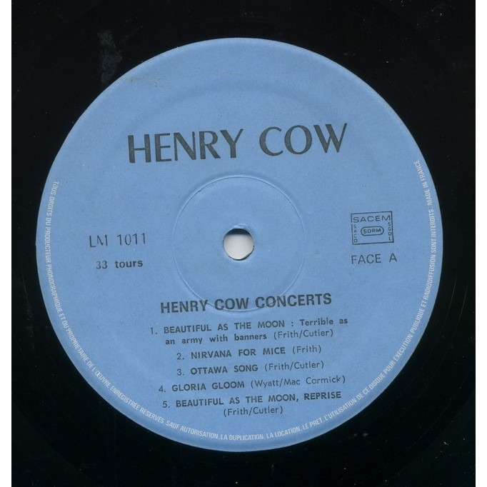 concerts by HENRY COW, Double LP Gatefold with capricordes