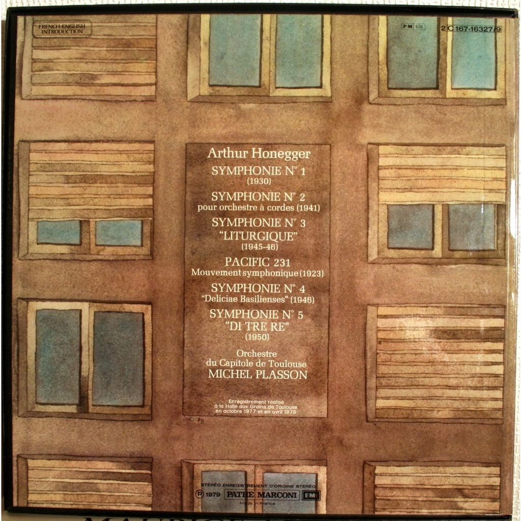 Honegger symphonies 15 by Michel Plasson, LP x 3 with chapoultepek69