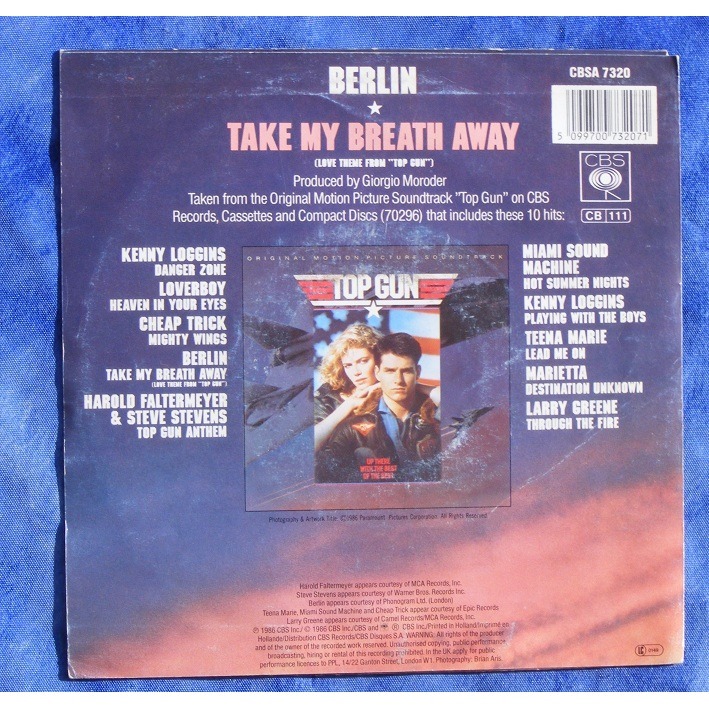 Take my breath away / radar radio by Berlin, SP with grey91 Ref115200402