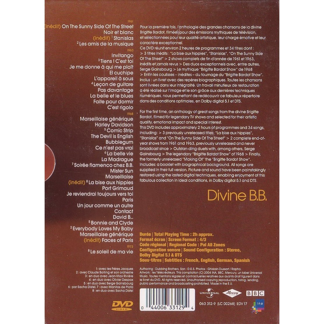 Divine B.b. By Brigitte Bardot, DVD With Libertemusic - Ref:2300031030