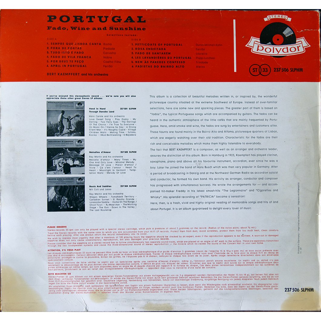 Portugal by Bert Kaempfert, LP with rarissime - Ref:114990771