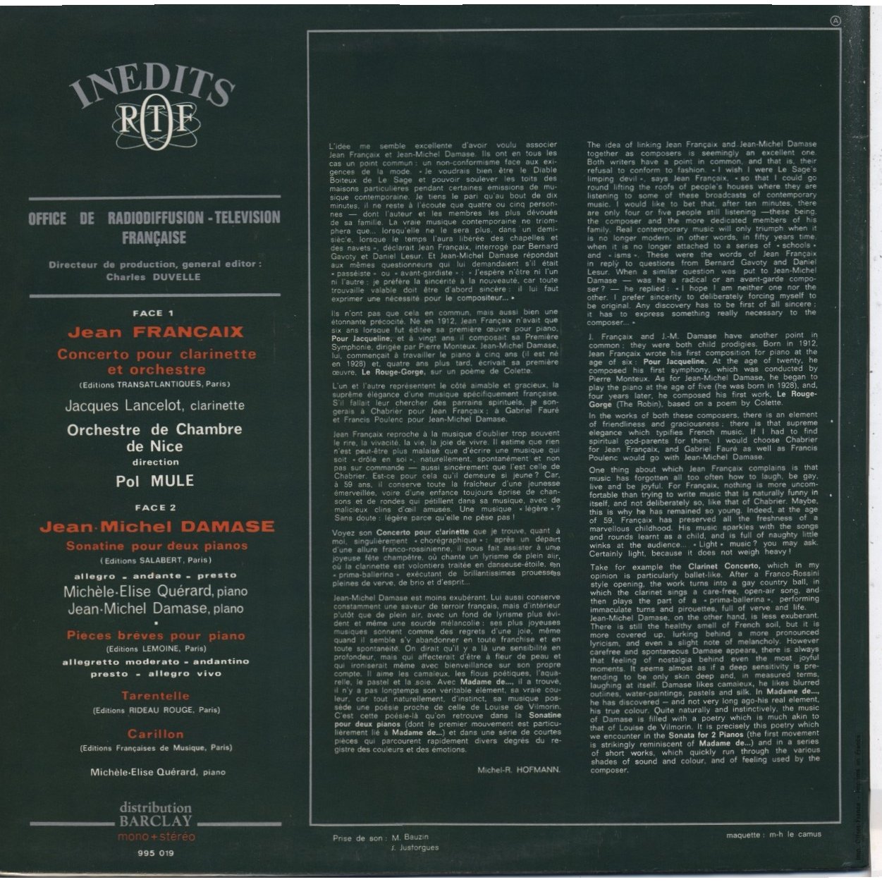 Concerto pour et orchestre / sonatine pour deux pianos