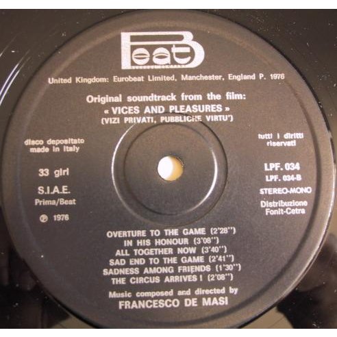 Vizi privati pubbliche virtu by De Masi Francesco, LP with vendors2